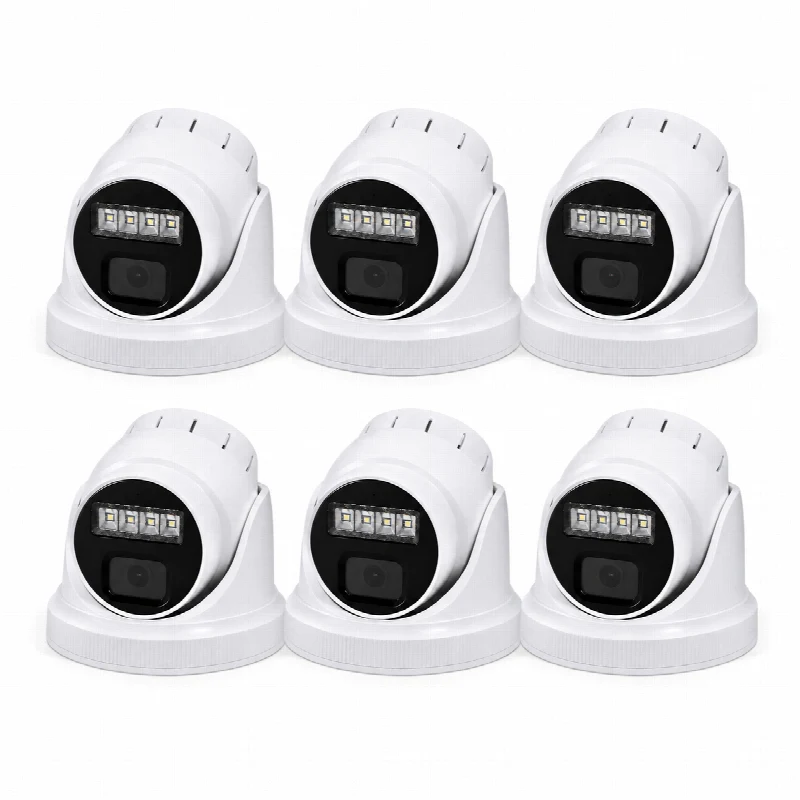 Six white turret security cameras for business coverage